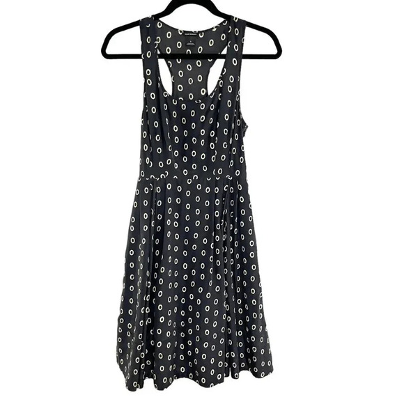 Club Monaco Gray Circle Print 100% Silk Sleeveless Circle Midi Dress Women's 2 - Picture 1 of 10
